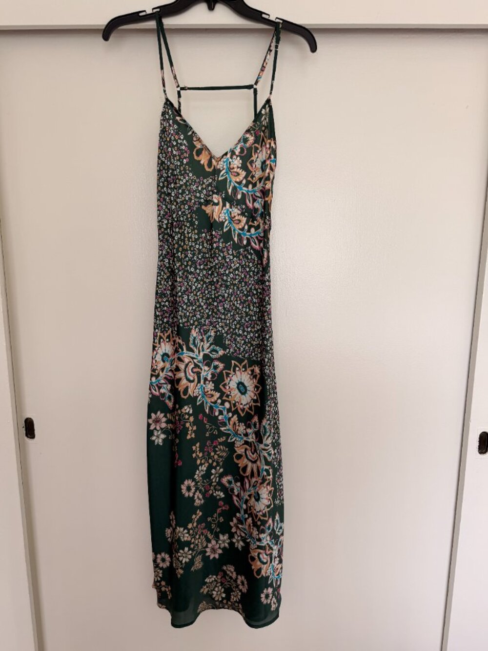 FREE PEOPLE Gia Floral Slip Dress in Green